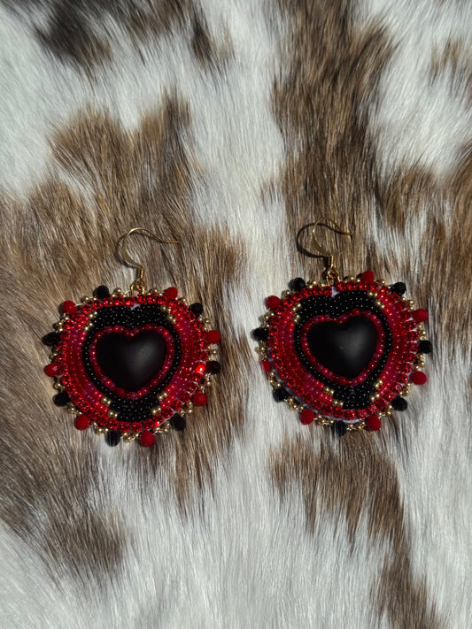 Black and red candy hearts
