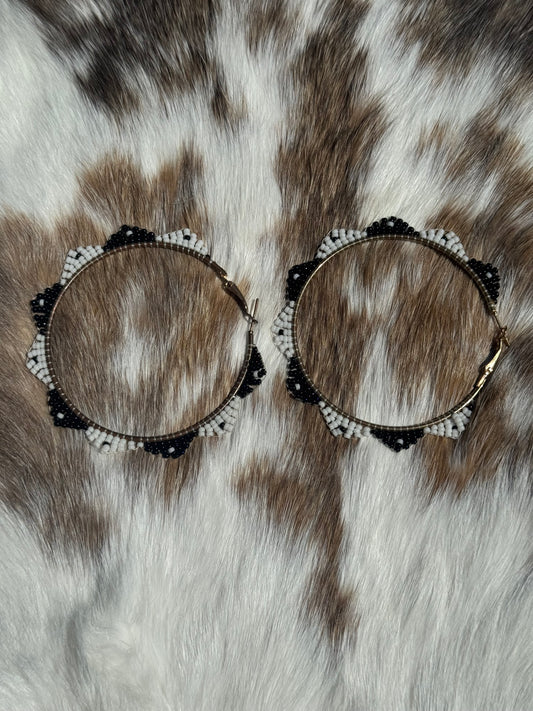 Black and white large hoops