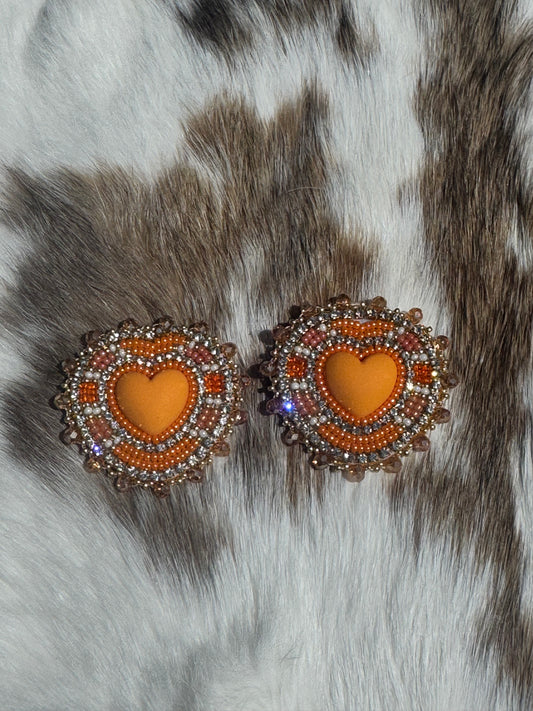 Orange candy hearts