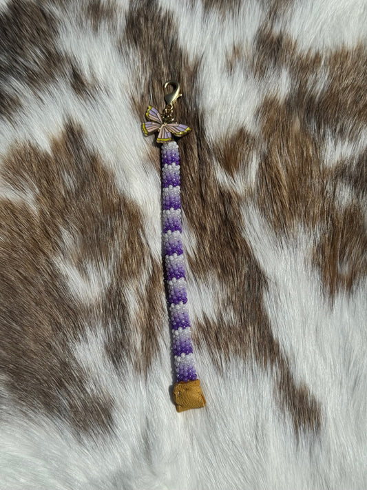 Purple butterfly bag charm